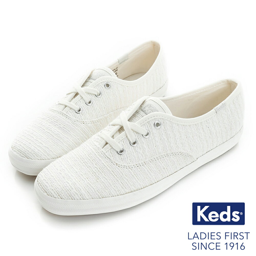 【KEDS 促銷7折 】KEDS 金屬線紗綁帶休閒鞋 CHAMPION系列 / 奶油白