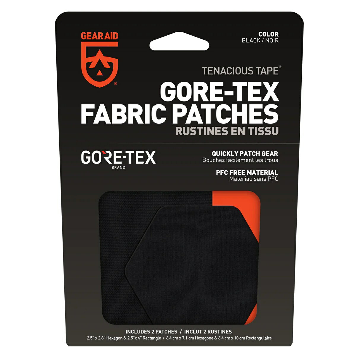 【【蘋果戶外】】Gear Aid 15317 GORE-TEX 修補貼片-兩片裝 黑 (矩形*1+六角形*1) McNETT