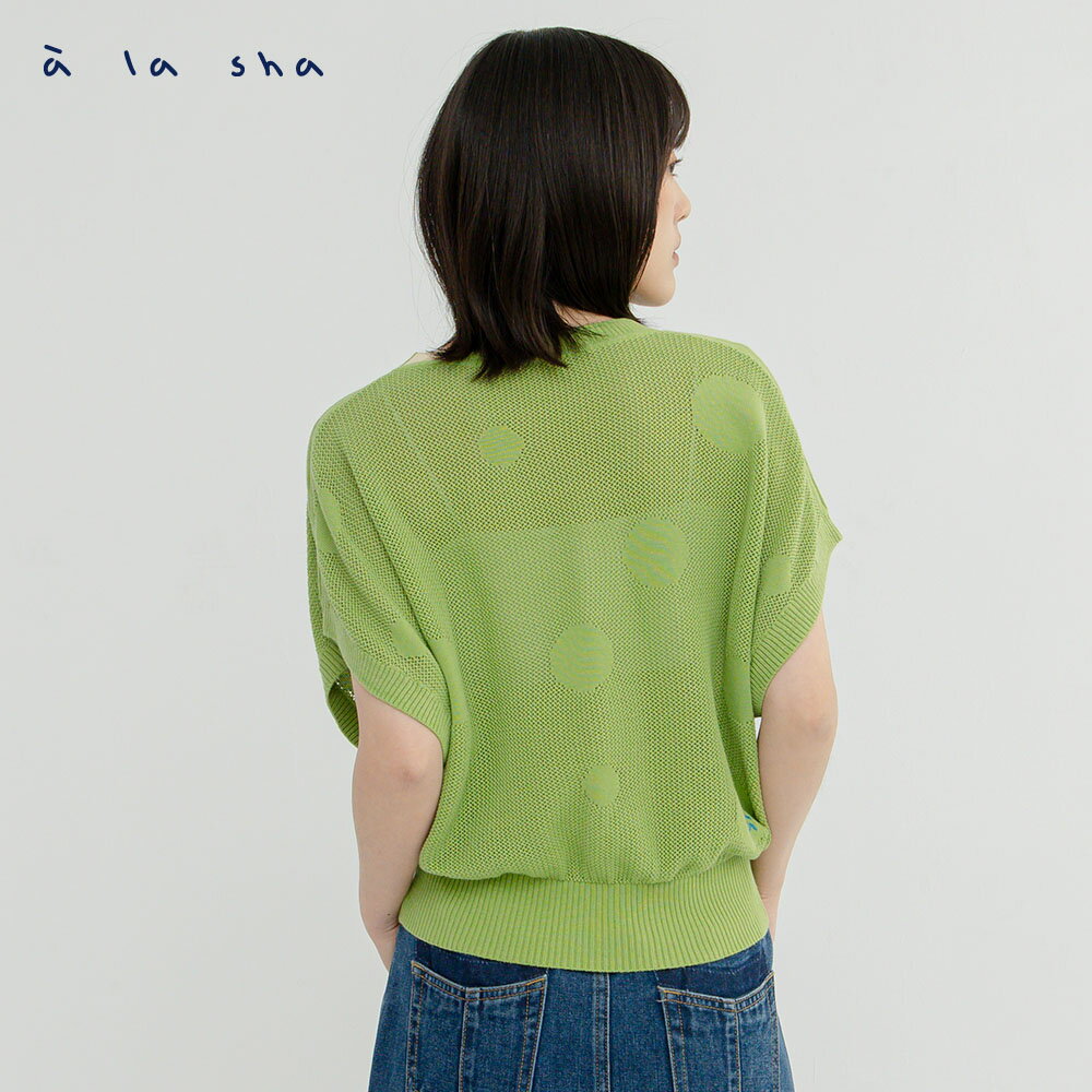 a la sha LOGO圓點洞洞針織上衣 2