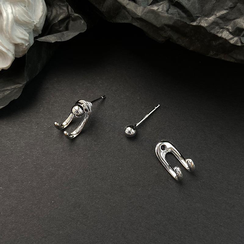 925純銀后掛式耳釘女年新款潮耳環簡約小巧個性一款多戴耳飾 3