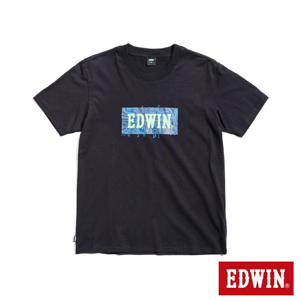 EDWIN 男款 電路板BOX LOGO印花短袖T恤 (黑色)