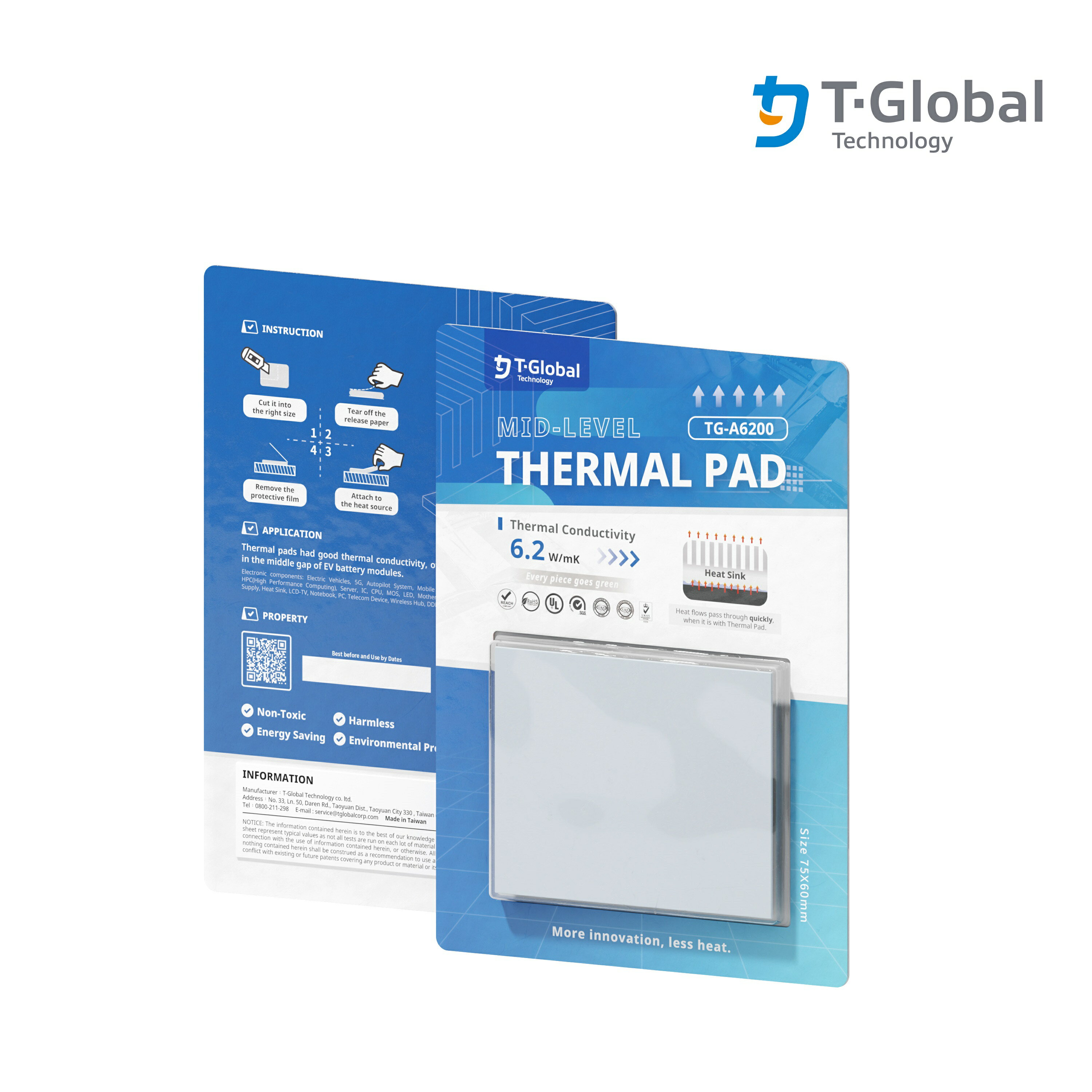 【T-Global高柏科技】超軟導熱矽膠片 導熱片 散熱片 THERMAL PAD 6.2W/mk TG-A6200