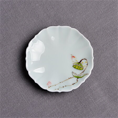 純手繪花鳥影青釉瓷茶托 景德鎮陶瓷器 茶杯托茶道手工茶具杯墊子 6