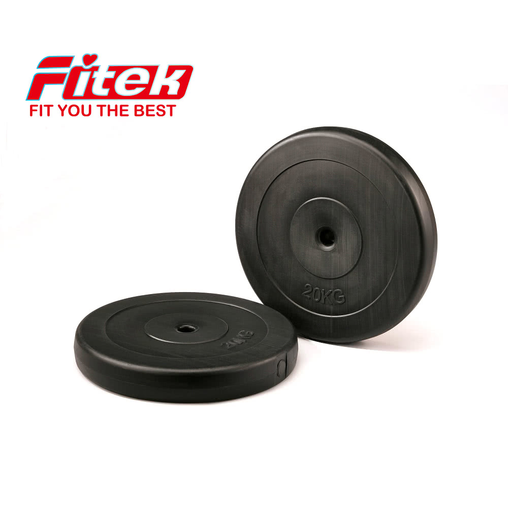 Fitek 20公斤槓片兩片／1英吋孔徑 20KG槓片*2個(20公斤塑膠槓片 一般孔徑 水泥槓片)