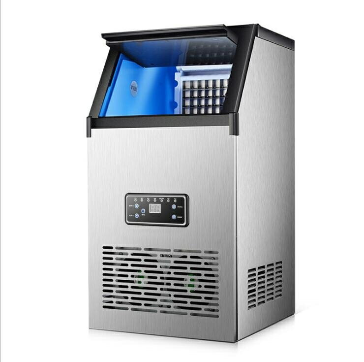 訂製110V製冰機全自動商用制冰機家用小型奶茶店酒吧臺式桶裝水方冰塊機 臺灣專用（GK80主圖款） 【麥田印象】
