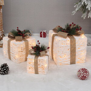 圣誕節新產品裝飾用品禮盒禮包三件套節日場景圣誕樹下布置擺件