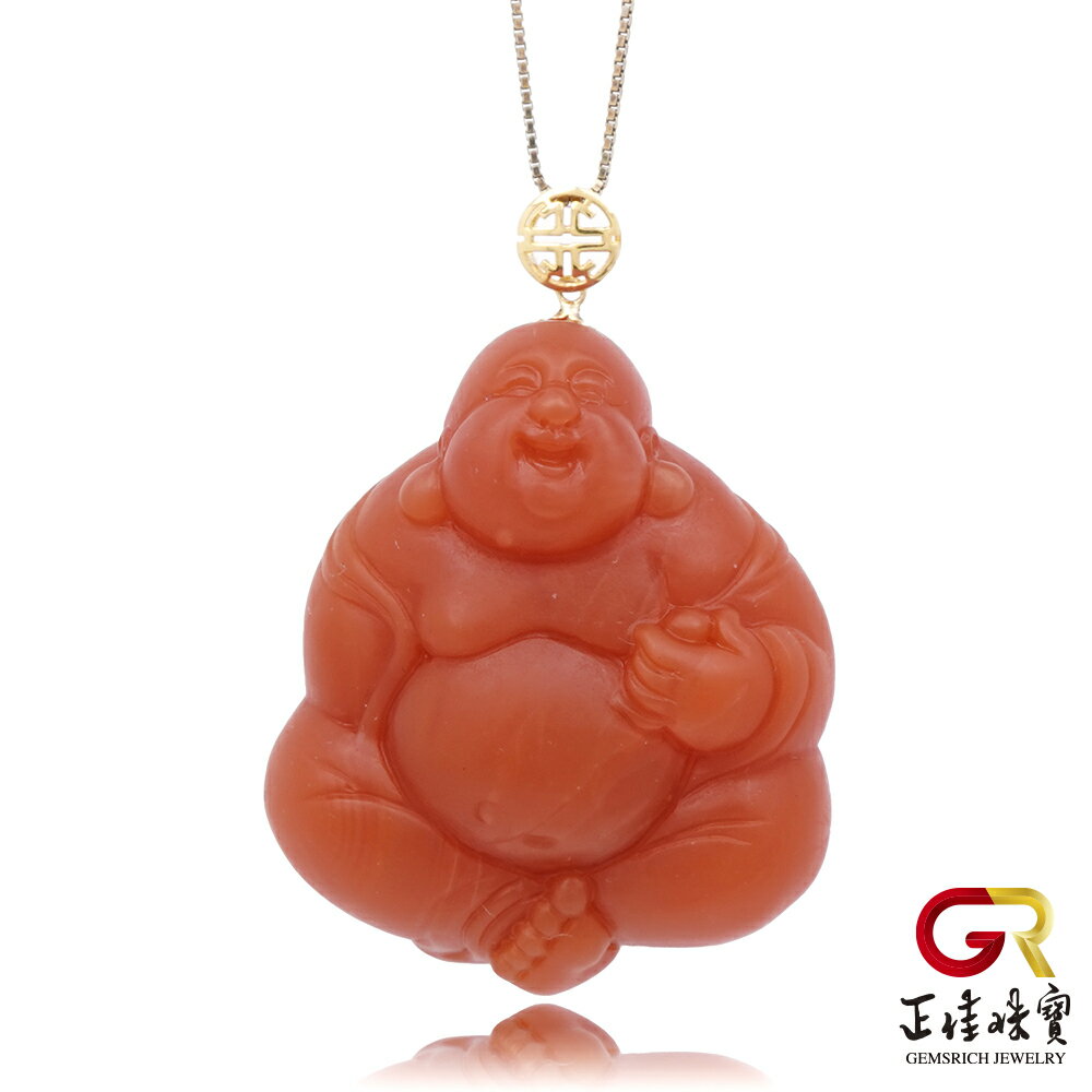 南紅瑪瑙 頂級保山老礦 19g 大肚彌勒佛 南紅瑪瑙吊墜｜18K金頭