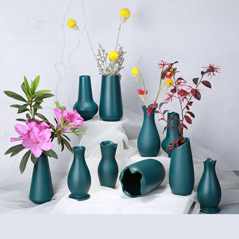 創意簡約現代迷你陶瓷花瓶小清新干花器客廳餐桌面裝飾品家居擺件