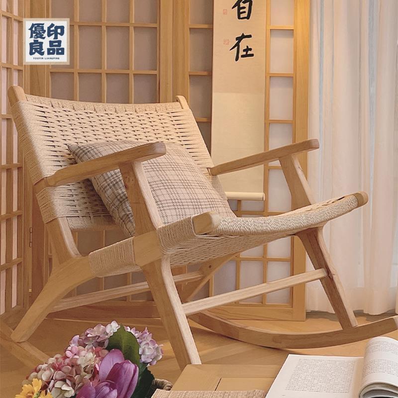 工廠直銷 【宅配免運】成人搖椅 可躺可坐 兩用沙發椅 實木藤編靠背折疊椅子單人客廳家用陽臺休閒原木懶人沙發搖搖躺椅特惠/開立發票 全館折扣 y5415
