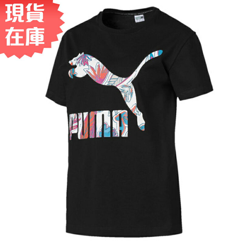 ★現貨在庫★ PUMA 女裝 短袖 上衣 花紋 純棉 亞規 黑【運動世界】57904756【APP限定 | 單筆滿799元結帳輸入序號『GT-MEN1906』再折70元】