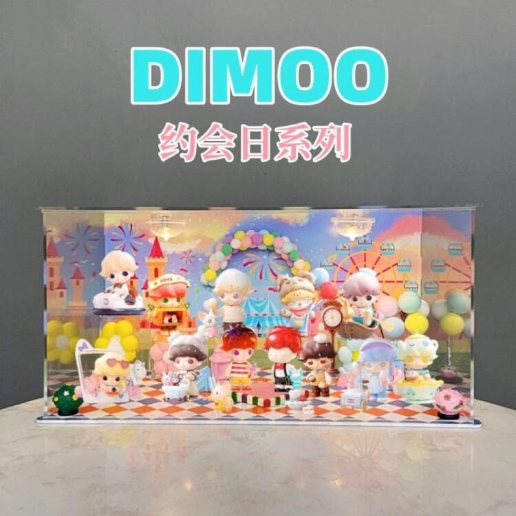 T泡泡瑪特DIMOO約會日系列手辦盲盒潮流玩具主題場景展示盒