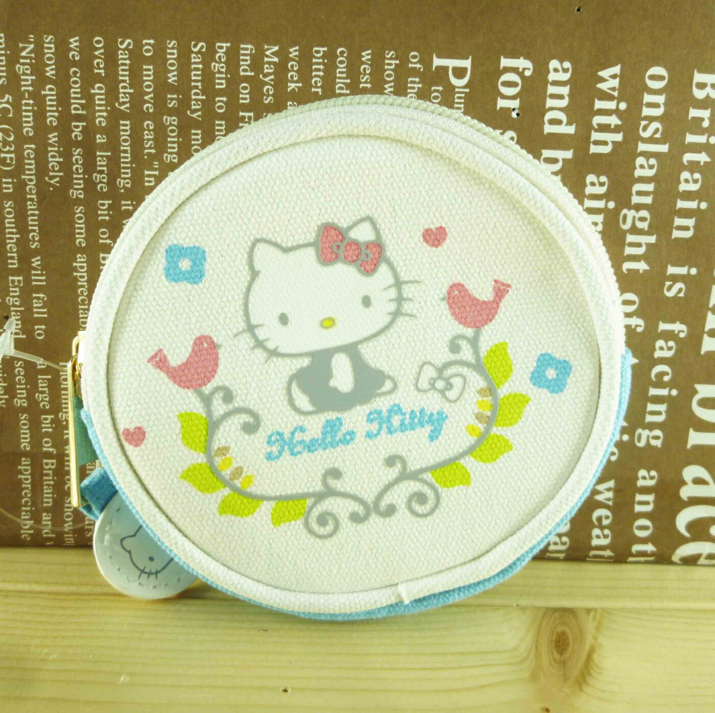 【震撼精品百貨】Hello Kitty 凱蒂貓-圓零錢包-藍北歐 震撼日式精品百貨