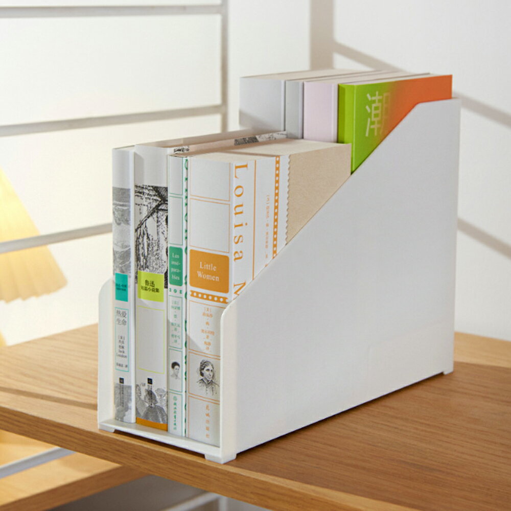 桌面雙層書立架 錯位書架 階梯書架 收納書架 書立文件架 收納架 書本收納 桌面整理【BlueCat】【JC5479】