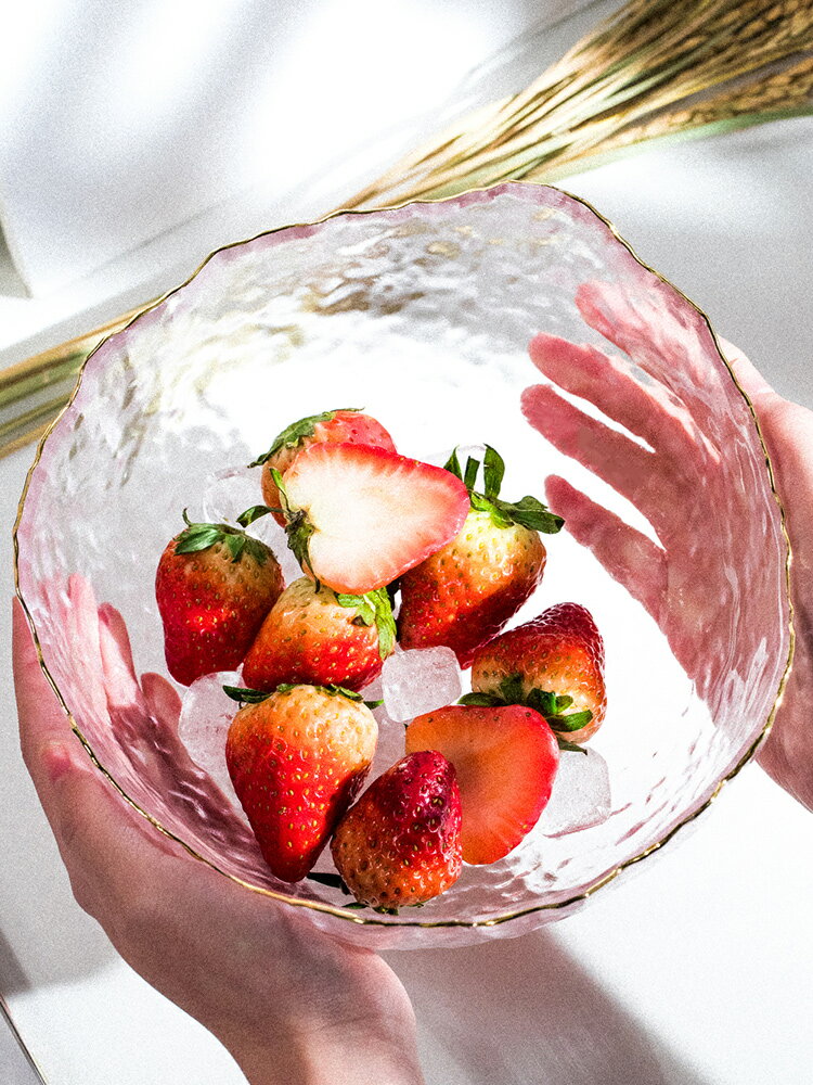 金邊日式玻璃水果沙拉碗家用網紅創意透明燕麥燕窩早餐北歐ins風