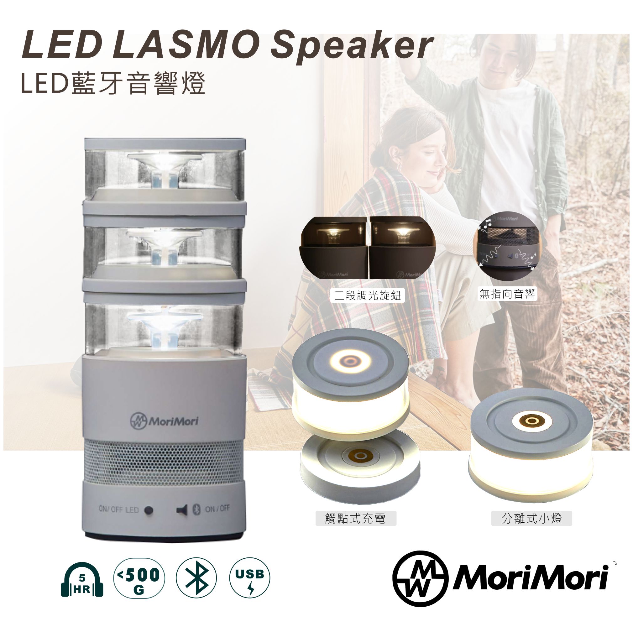 【日本】MoriMori LASMO Speaker 多功能LED燈 小夜燈 防水 可分離式燈 告白必備 多功能音響