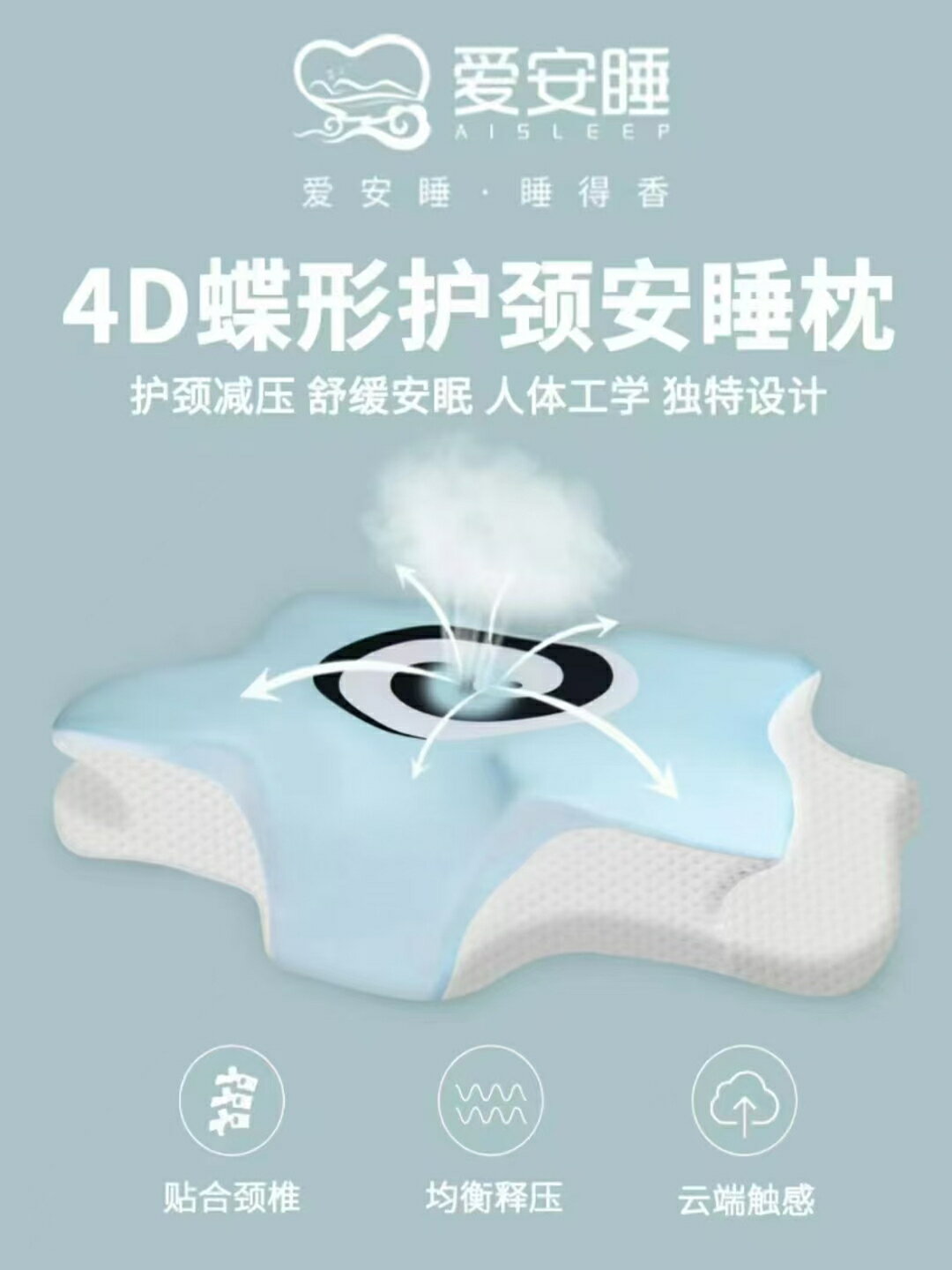 【臺灣公司 可開發票】愛安睡人體工學枕頭慢回彈記憶棉深睡護頸椎枕芯成人禮盒輔助睡眠