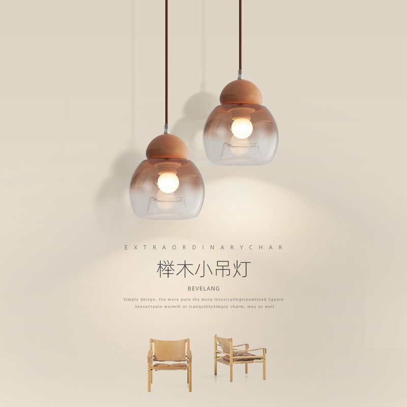 吊燈 原木風床頭小吊燈中古法式復古日式奶油風現代簡約吊線燈J-56公司貨