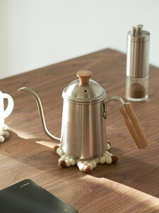 日式手沖咖啡壺不銹鋼木柄水壺手磨咖啡細口壺家用掛耳長嘴壺