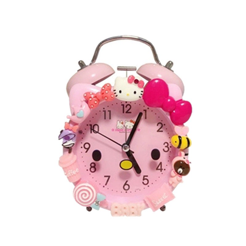 HELLOKITTY床頭鬧鐘創意初中學生用兒童少女心個性鬧鐘靜音可愛