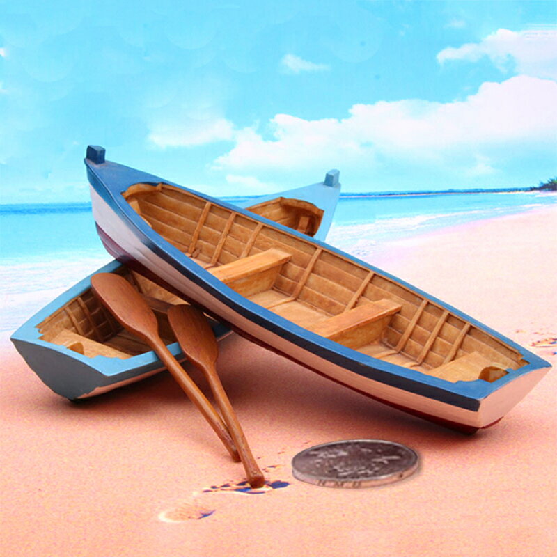 地中海漁船舢板船小船小舟工藝船水族魚缸微景觀裝飾迷你小擺件