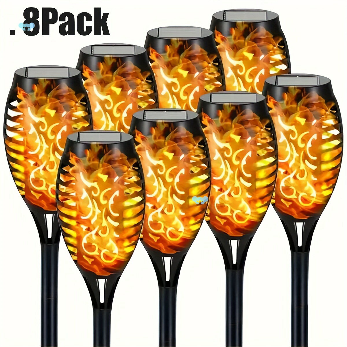 8/12PCS Solar Flickering Flame Torch Lights Outdoor Tiki