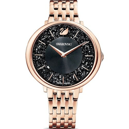 SWAROVSKI 施華洛世奇 CRISTALLINE CHIC純淨之美時尚腕錶(5544587)-35mm-黑面鋼帶【刷卡回饋 分期0利率】【APP下單22%點數回饋】
