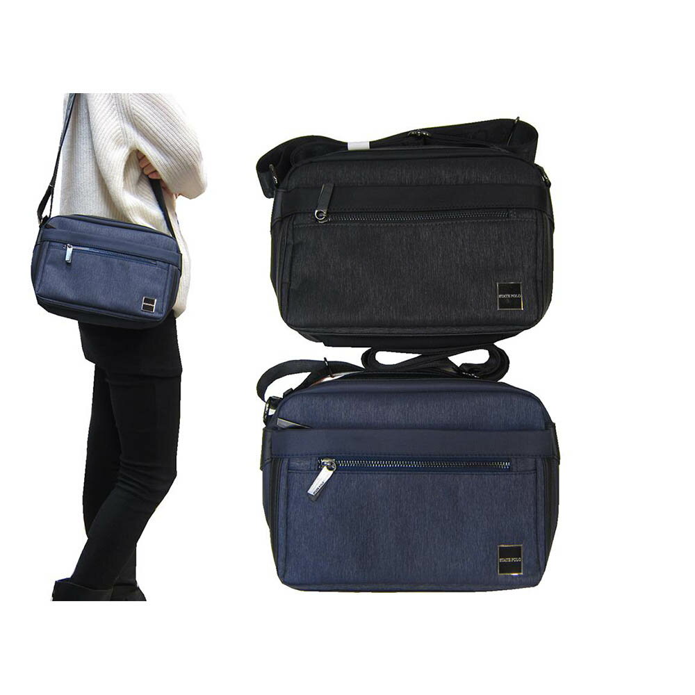 ~雪黛屋~STATE 斜側包中容量二層主袋+外袋共五層可8寸平板進口防水尼龍布材質輕巧肩背斜背中性款SW1766(中)