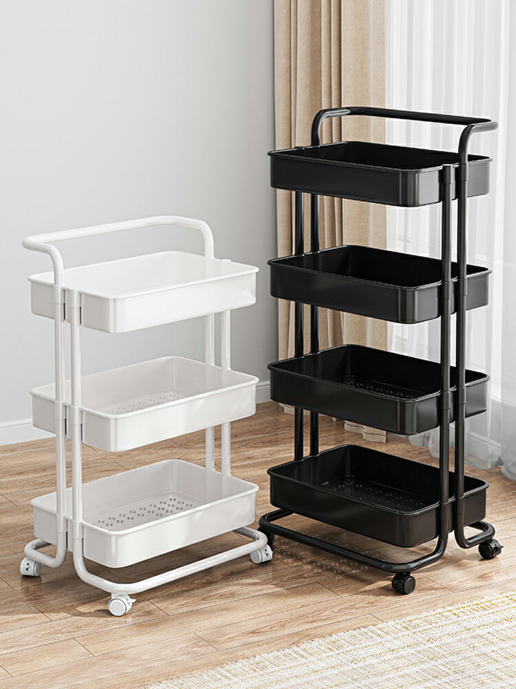 小推車置物架落地多層嬰兒用品收納架可移動零食架廚房夾縫手推車