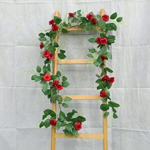 仿真玫瑰花藤假花藤條裝飾室內客廳墻面垂吊塑料藤蔓薔薇壁掛吊籃
