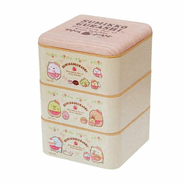 asdfkitty*日本san-x角落生物草莓媽媽3層便當盒/水果盒/收納盒/置物盒-日本正版商品