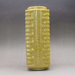 宋哥窯開片釉方瓶米黃釉金絲鐵線 古玩古董陶瓷器仿古瓷收藏