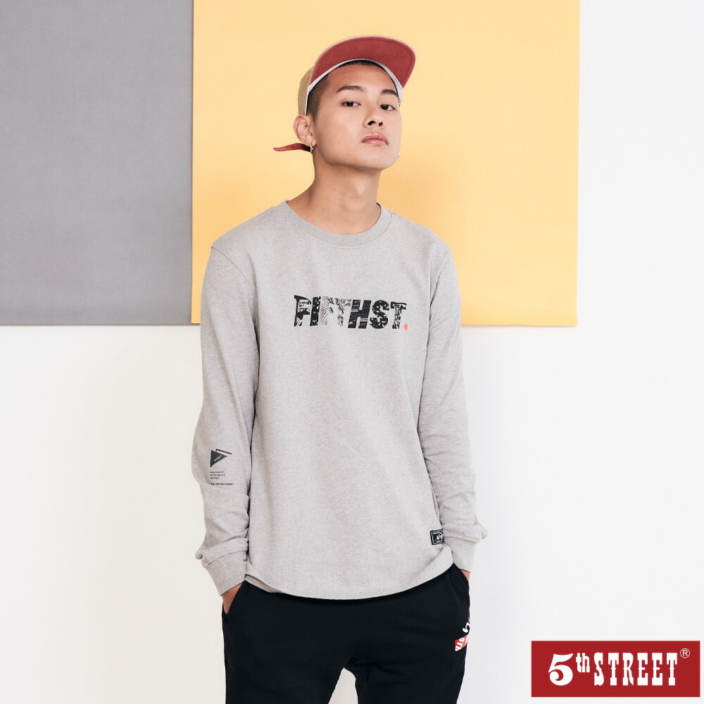 男露營物立體厚版上衣-麻灰色【5th STREET】【APP下單享4%點數】