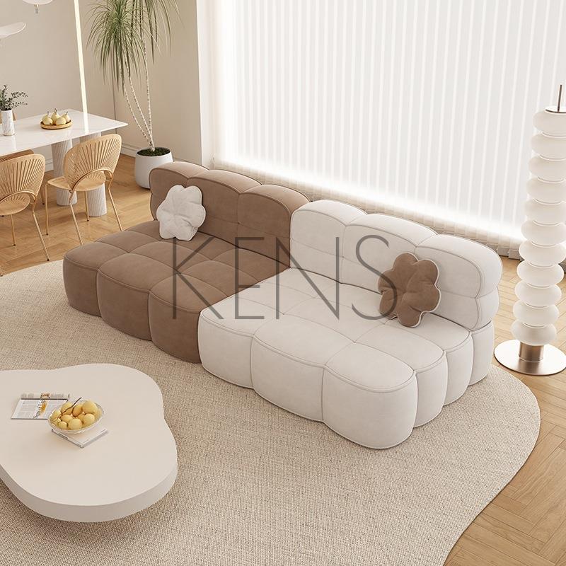 【KENS】沙發 沙發椅 北歐現代拼色客廳餅沙發工作室簡約奶油風巧克力小戶型網紅組合