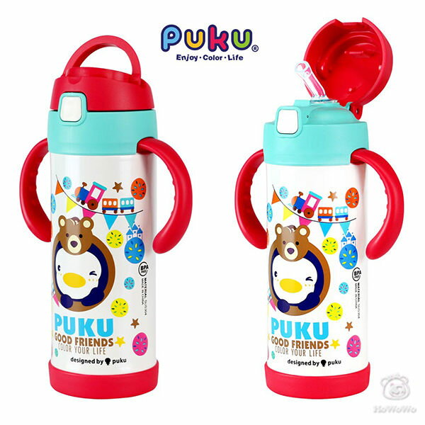 藍色企鵝 PUKU不鏽鋼兩用吸管水瓶(350ml) 14731 好娃娃