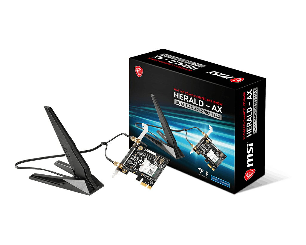 MSI微星 HERALD-AX Intel AX210NGW Wi-Fi 6E PCIe內接無線網卡