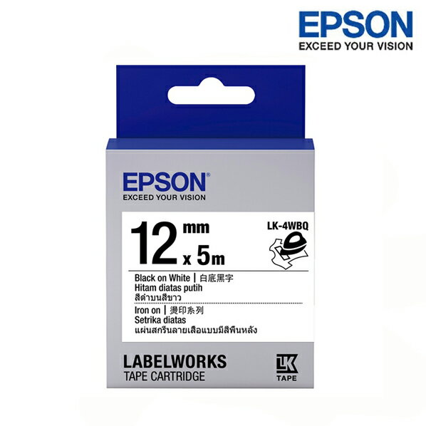 EPSON LK-4WBQ 白底黑字 標籤帶 燙印系列 (寬度12mm) 標籤 S654436