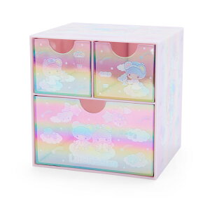 asdfkitty*雙子星鐳射彩虹桌上型抽屜式收納盒/置物盒-日本正版商品