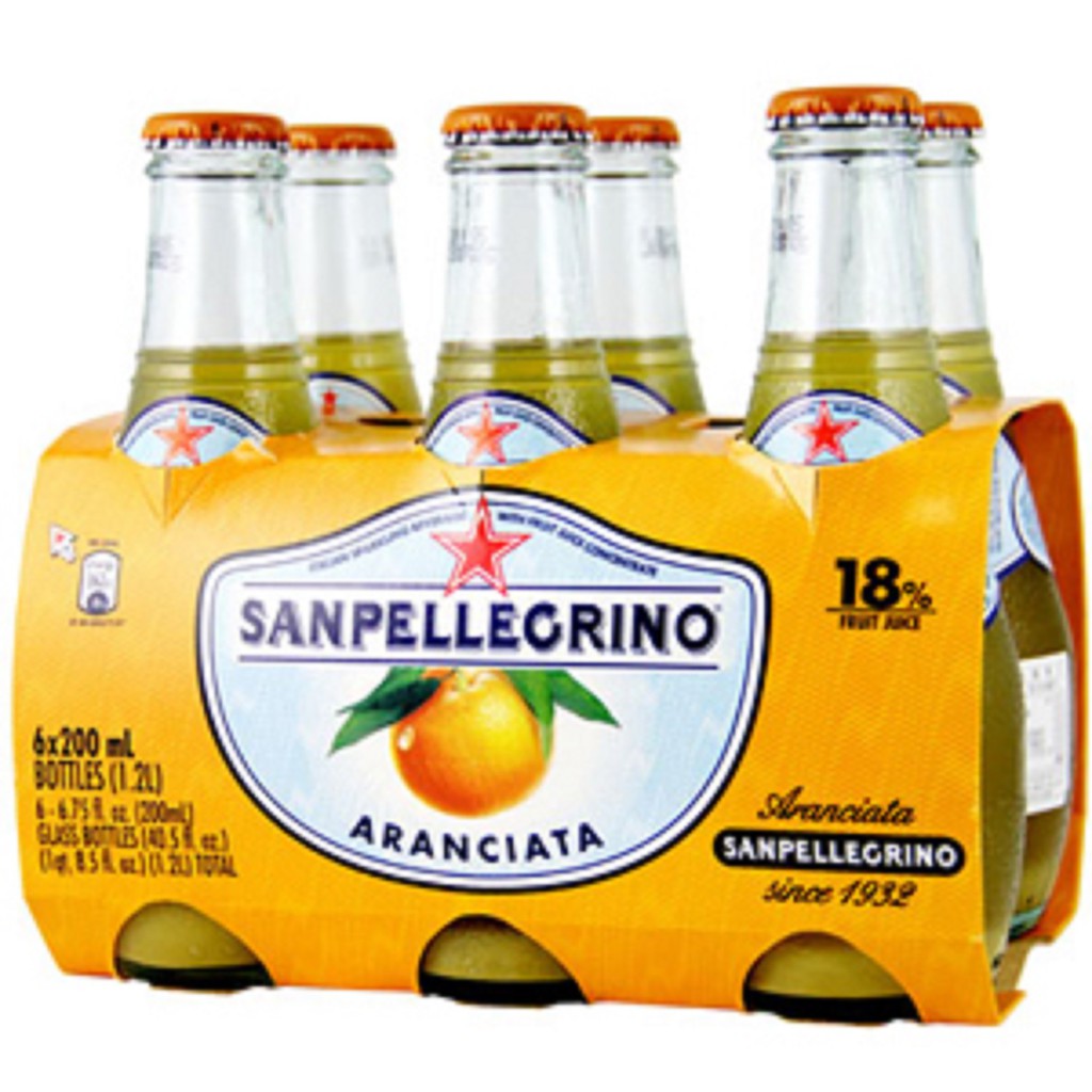 S.Pellegrino 聖沛黎洛 氣泡 水果水(甜橘口味)200mlX24瓶X箱(玻璃瓶)