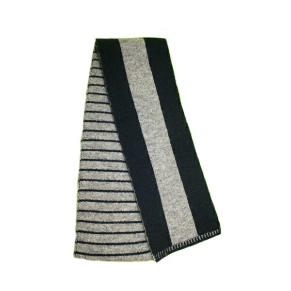 【藏青X淺灰】條紋100%純紐西蘭美麗諾羊毛圍巾
