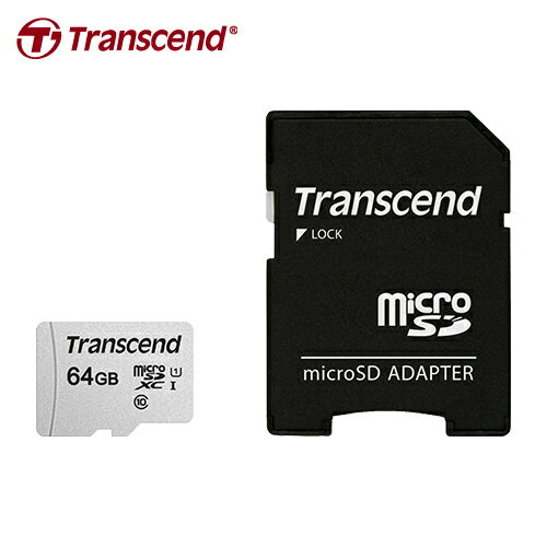 【Transcend 創見】TF microSDXC-300S 64G 記憶卡(銀卡附轉卡)【三井3C】