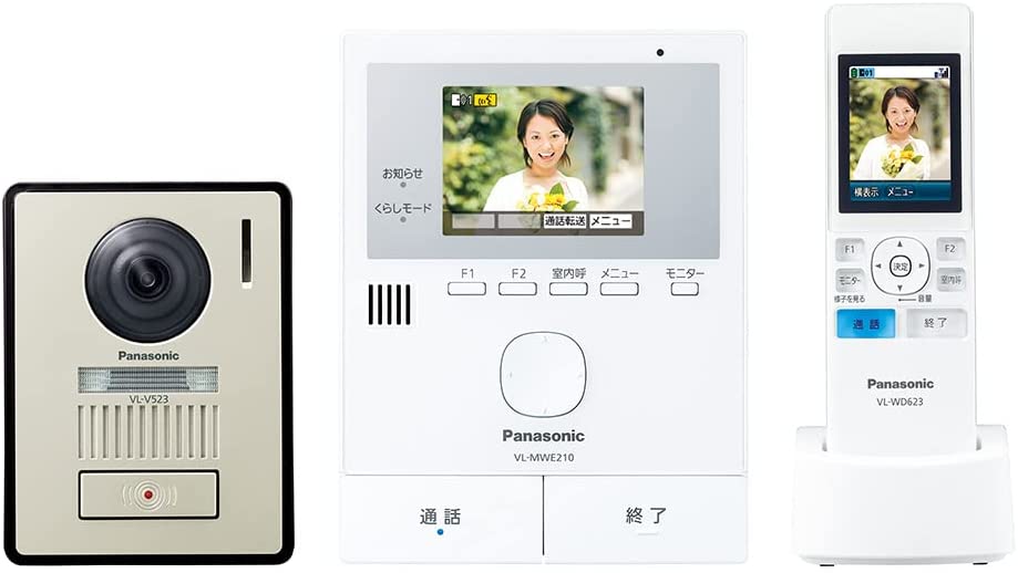 日本公司貨 Panasonic 國際牌 VL-SWE210 視訊門鈴 對講機 錄影 防盜 監視 3.5寸彩色液晶 玄關分機 露出型 LED燈 無線顯示器 分機 2.2寸彩色液晶 VL - swd220K 的新款