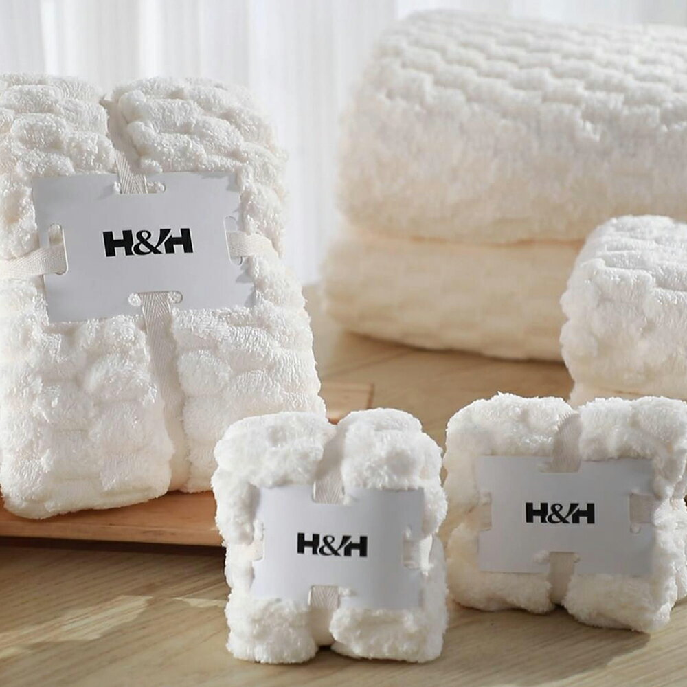 H&H石墨烯雪絨棉浴毛巾乾髮組*2組+ 加贈 超導石墨烯能量萬用罩