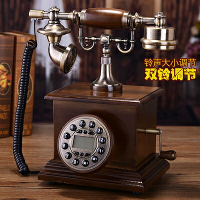美琪 創意復古電話時尚實木歐式仿古電話機 家用座機工藝禮品老式電話機