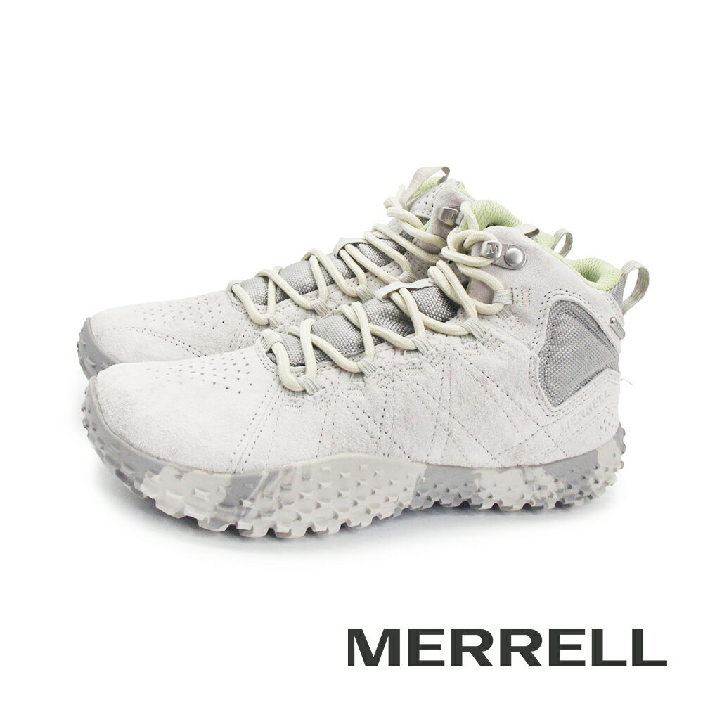 MERRELL(女)Wrapt Mid Wp 中筒麂皮休閒鞋 女鞋-淺灰粉色