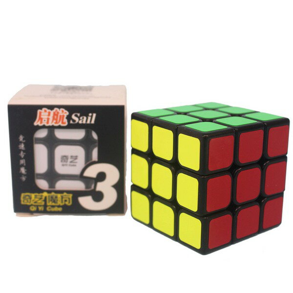 魔方格 啟航三階魔術方塊 0932A-5(黑底-盒入)/一袋10個入(定100) 5.7cm 比賽專用 奇藝三階魔方 3x3x3-鑫