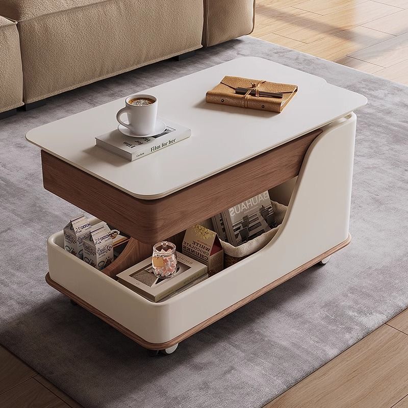 中古風小戶型隨行茶幾可移動邊幾升降茶臺帶輪輕奢客廳沙發推車