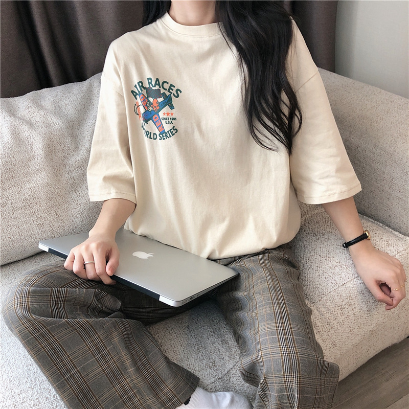 短袖上衣 短袖t恤 女裝 女上衣 女裝 衣服 寬鬆上衣 韓版t 夏季女裝 女裝 女生衣服 可愛t恤【台灣現貨】 治裝激推 7