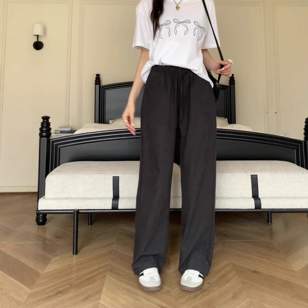 【台灣現貨】防曬褲 拖地褲 高腰垂墜 感寬鬆 速乾褲 運動褲 春夏女防曬冰絲闊腿涼涼褲薄款休閒直筒褲 高腰褲 長褲 2