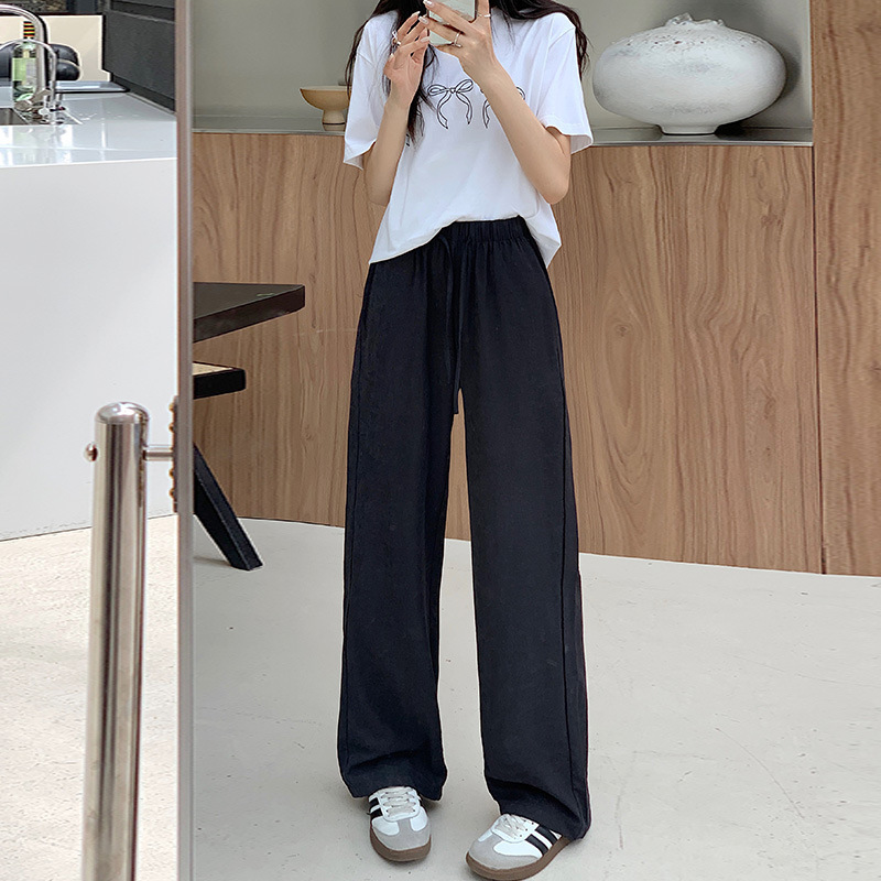 【台灣現貨】防曬褲 拖地褲 高腰垂墜 感寬鬆 速乾褲 運動褲 春夏女防曬冰絲闊腿涼涼褲薄款休閒直筒褲 高腰褲 長褲 3