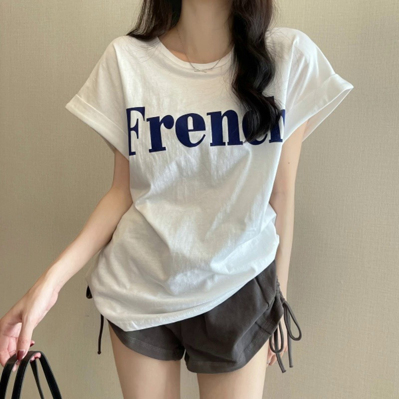 短袖上衣 短袖t恤 女裝 女上衣 女裝 衣服 寬鬆上衣 韓版t 夏季女裝 女裝 女生衣服 可愛t恤 美式t恤 新款網紅ins超火顯瘦落肩甜酷短袖t卹寬鬆女夏學生上衣潮上衣 韓版t 夏季女裝 女裝 女生衣服 【台灣現貨】